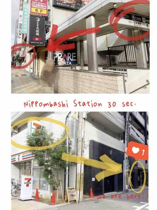 Open Sale高級民宿 絕佳地理位置大空間日本橋30秒 道頓堀 黒門市場 難波3房 可10人 Osaka Bagian luar foto